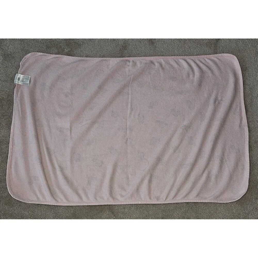 Rene Rofe Baby Pink Gray Kitty Cat Receiving Blanket 100% Cotton 21x32 READ Flaw